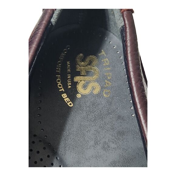 SAS Women's 7.5 M Burgundy Leather Tripad Comfort Foot Bed Loafers - Picture 2 of 15